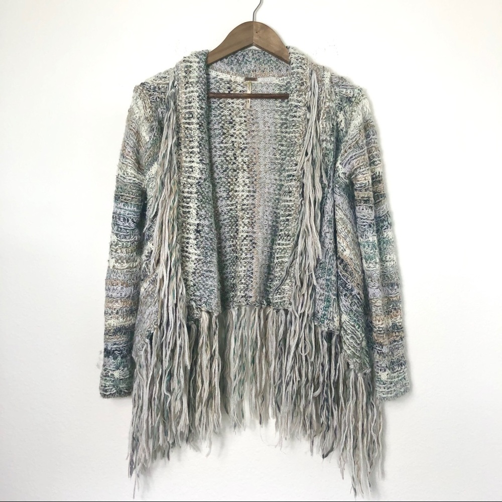 Free People Fringe Knit Cardigan Shawl Wool Alpaca - Picture 4 of 7